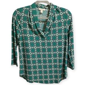 Charter Club Teal Patterned Blouse